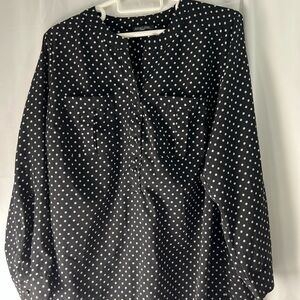 Notations Black and White Polka Dot Blouse